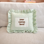 Self Finishing Needlepoint Ruffle Pillow - Green Stripe