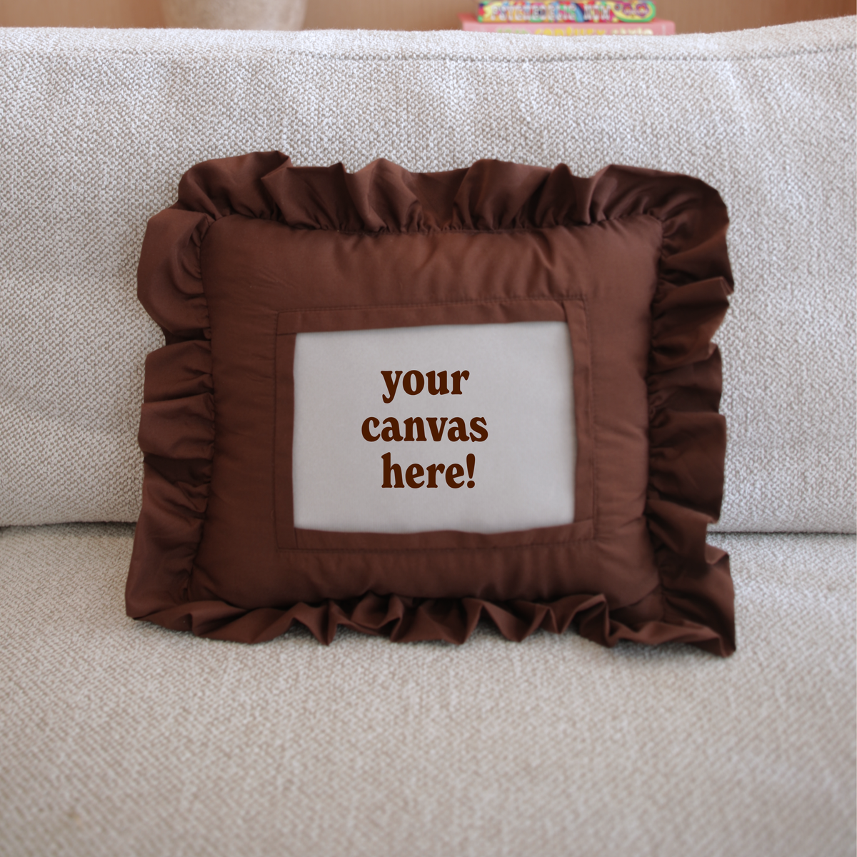 Self Finishing Needlepoint Ruffle Pillow - Brown