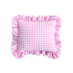 Self Finishing Needlepoint Ruffle Pillow - Pink Gingham