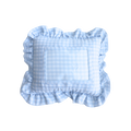 Self Finishing Needlepoint Ruffle Pillow - Blue Gingham