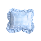 Self Finishing Needlepoint Ruffle Pillow - Blue Gingham