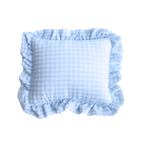 Self Finishing Needlepoint Ruffle Pillow - Blue Gingham