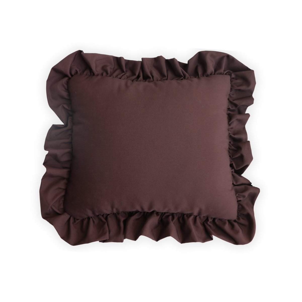 Self Finishing Needlepoint Ruffle Pillow - Brown
