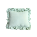 Self Finishing Needlepoint Ruffle Pillow - Green Stripe