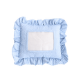 Self Finishing Needlepoint Ruffle Pillow - Blue Stripe