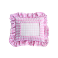 Self Finishing Needlepoint Ruffle Pillow - Pink Gingham