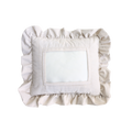 Self Finishing Needlepoint Ruffle Pillow  - Ivory Stripe
