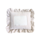 Self Finishing Needlepoint Ruffle Pillow  - Ivory Stripe