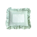Self Finishing Needlepoint Ruffle Pillow - Green Stripe