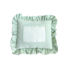 Self Finishing Needlepoint Ruffle Pillow - Green Stripe