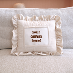 Self Finishing Needlepoint Ruffle Pillow  - Ivory Stripe